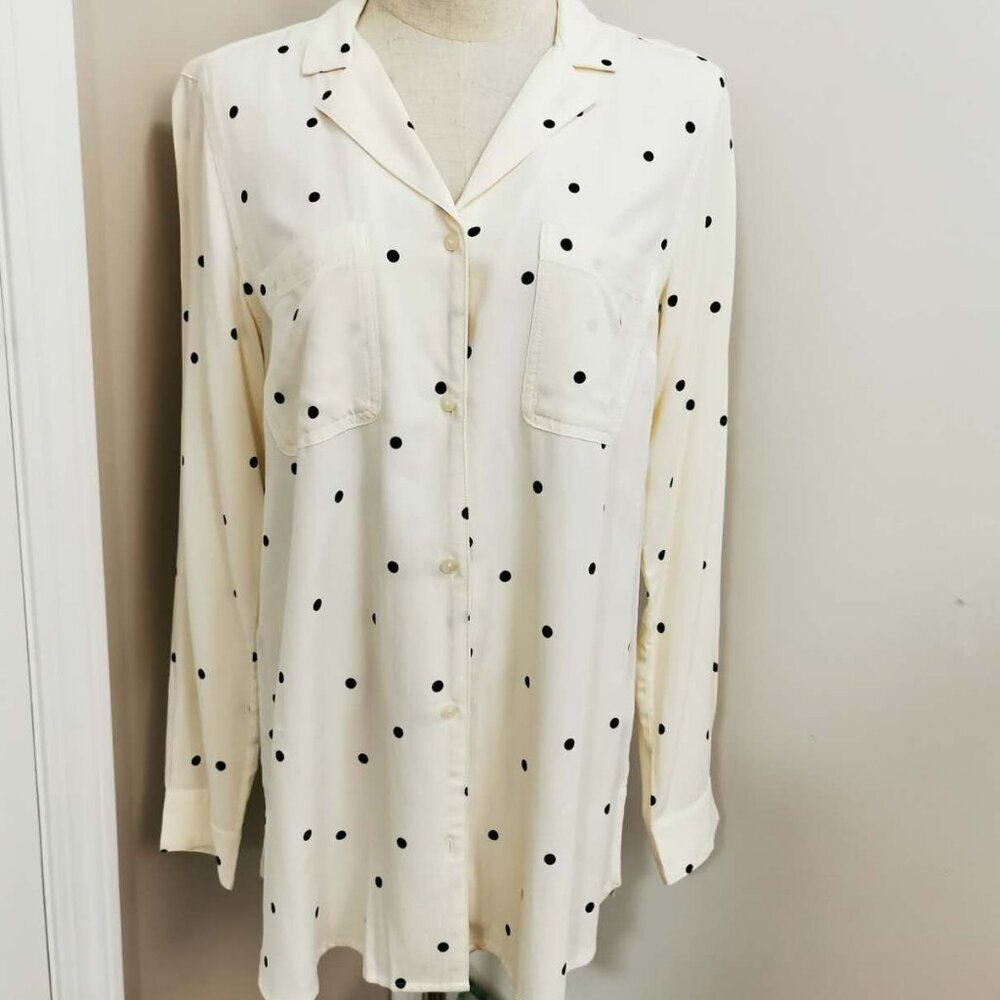 OLD NAVY  NEW Button up Polka Dot Shirt Crean Black SIZE (M)
